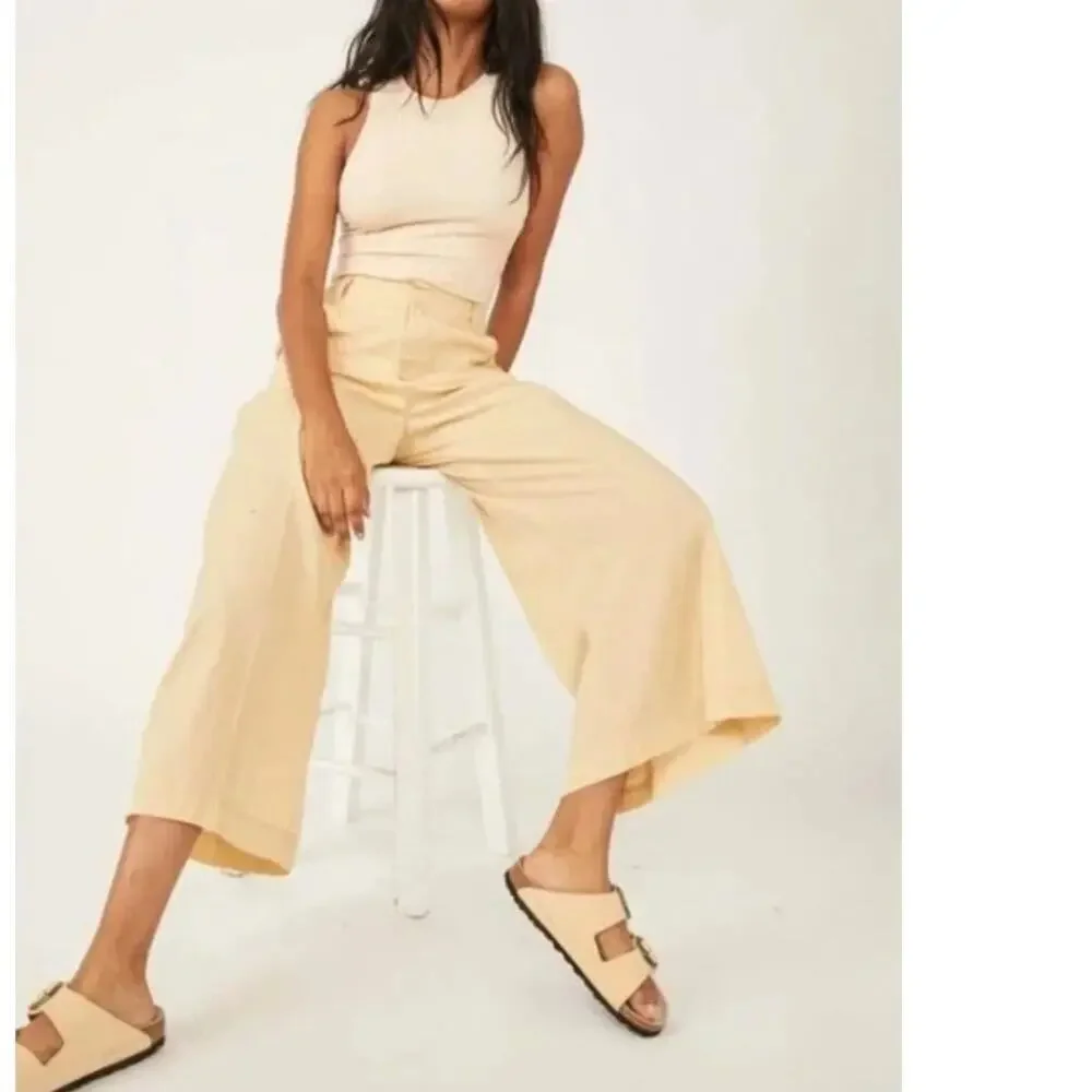 Free People Menorca Cropped Solid Poplin Pants